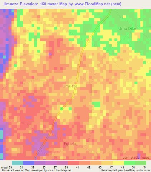 Umueze,Nigeria Elevation Map