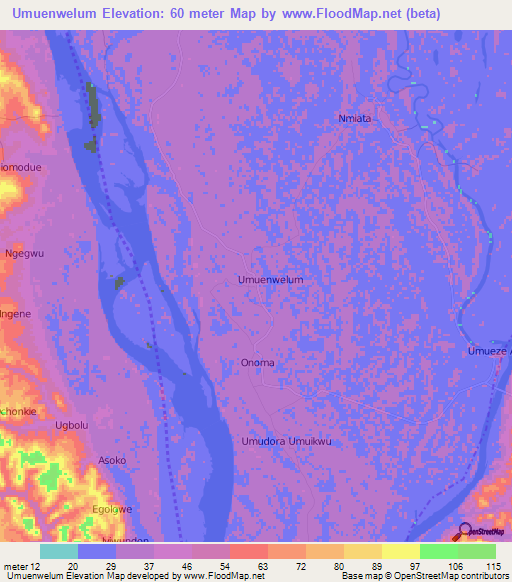 Umuenwelum,Nigeria Elevation Map