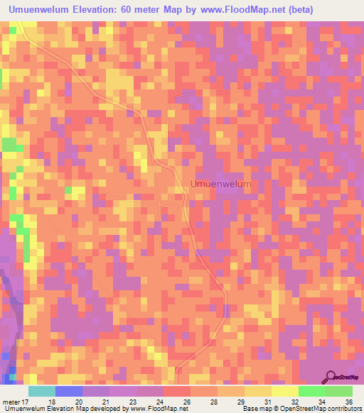 Umuenwelum,Nigeria Elevation Map