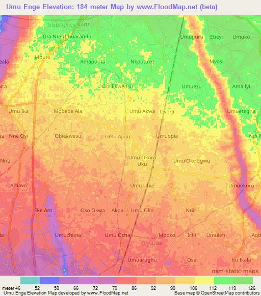 Umu Enge,Nigeria Elevation Map