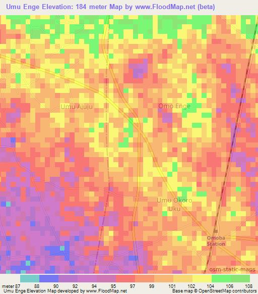 Umu Enge,Nigeria Elevation Map