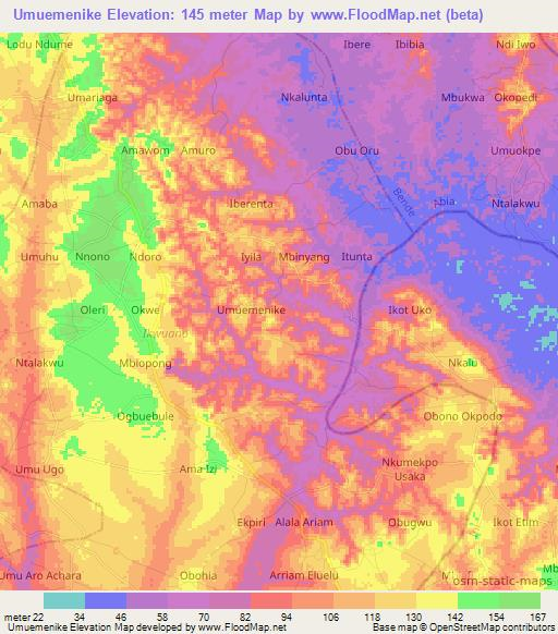 Umuemenike,Nigeria Elevation Map