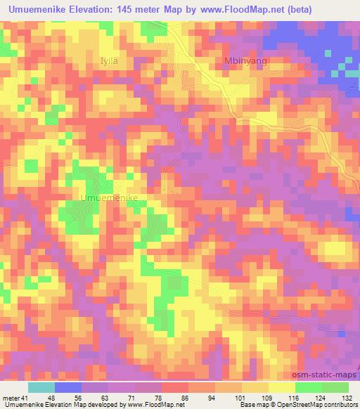 Umuemenike,Nigeria Elevation Map