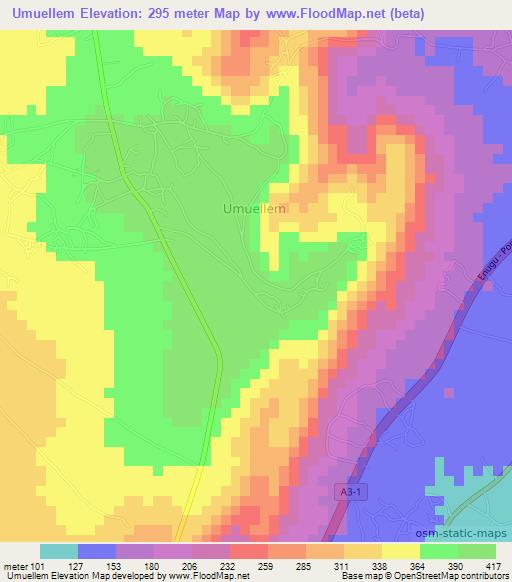 Umuellem,Nigeria Elevation Map