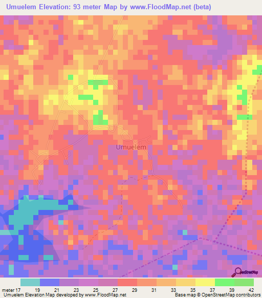 Umuelem,Nigeria Elevation Map