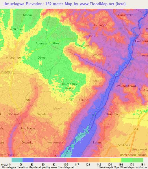 Umuelagwa,Nigeria Elevation Map