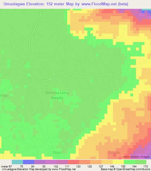 Umuelagwa,Nigeria Elevation Map