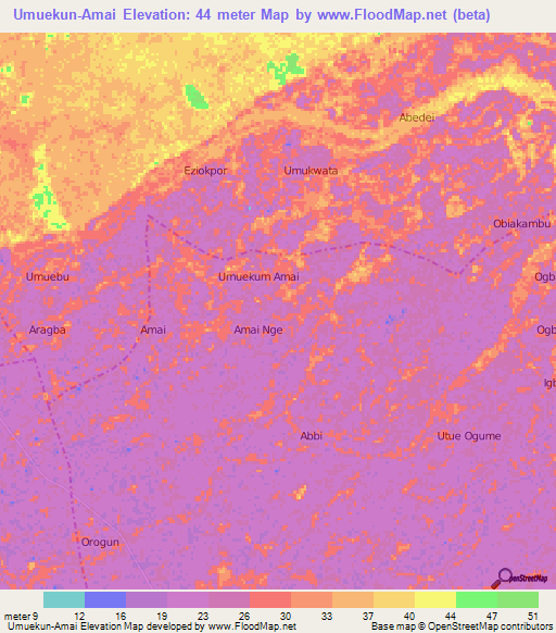 Umuekun-Amai,Nigeria Elevation Map