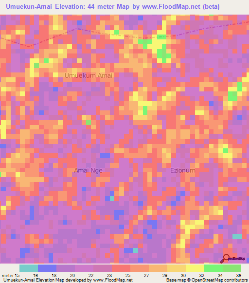 Umuekun-Amai,Nigeria Elevation Map