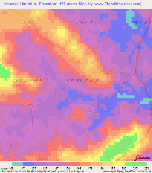 Umueke Umuduru,Nigeria Elevation Map