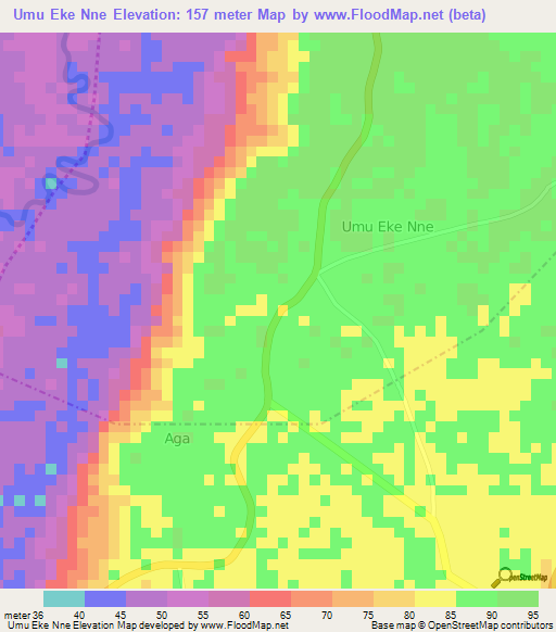 Umu Eke Nne,Nigeria Elevation Map