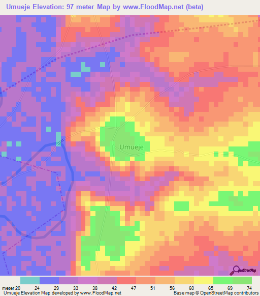 Umueje,Nigeria Elevation Map