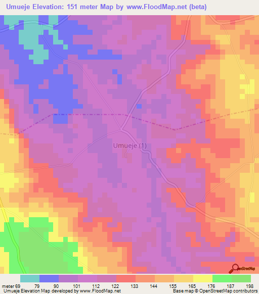 Umueje,Nigeria Elevation Map