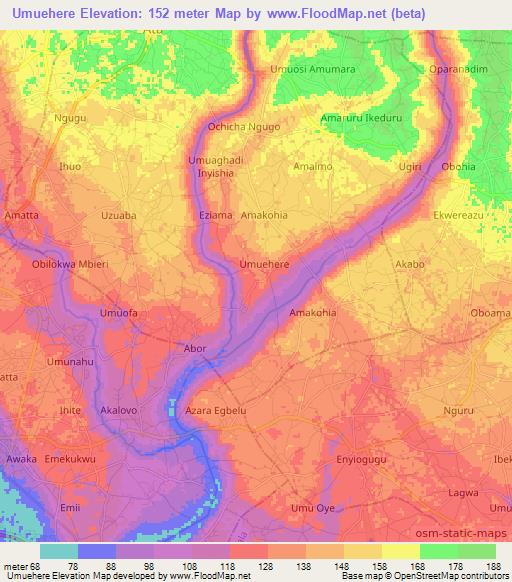 Umuehere,Nigeria Elevation Map