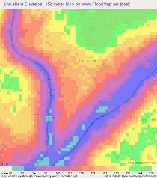 Umuehere,Nigeria Elevation Map