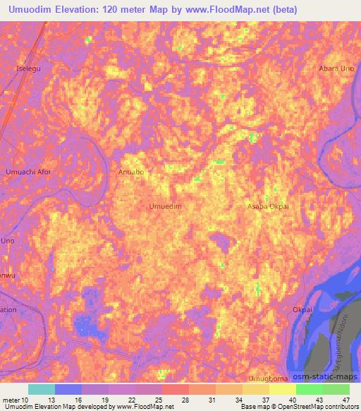 Umuodim,Nigeria Elevation Map