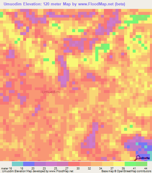 Umuodim,Nigeria Elevation Map