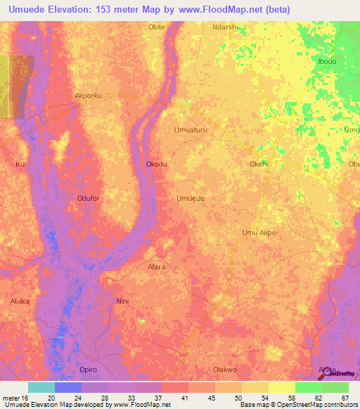 Umuede,Nigeria Elevation Map