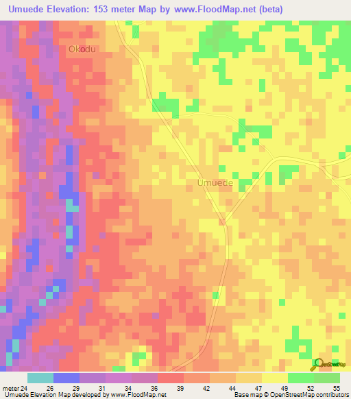 Umuede,Nigeria Elevation Map