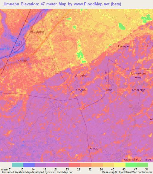 Umuebu,Nigeria Elevation Map