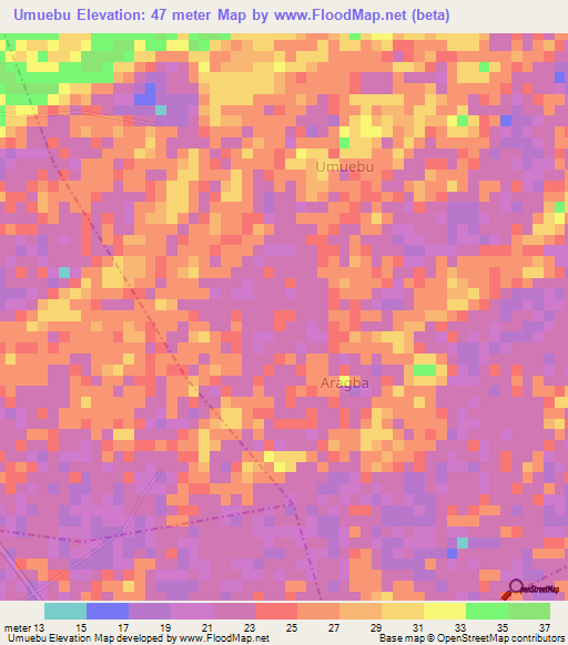 Umuebu,Nigeria Elevation Map