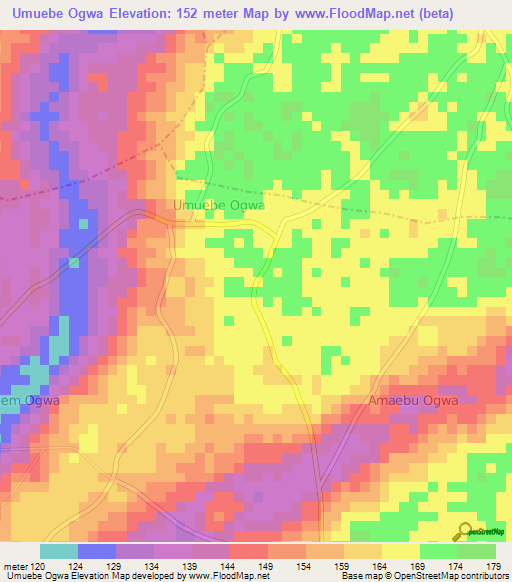 Umuebe Ogwa,Nigeria Elevation Map