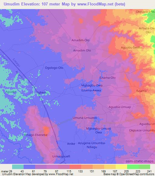 Umudim,Nigeria Elevation Map