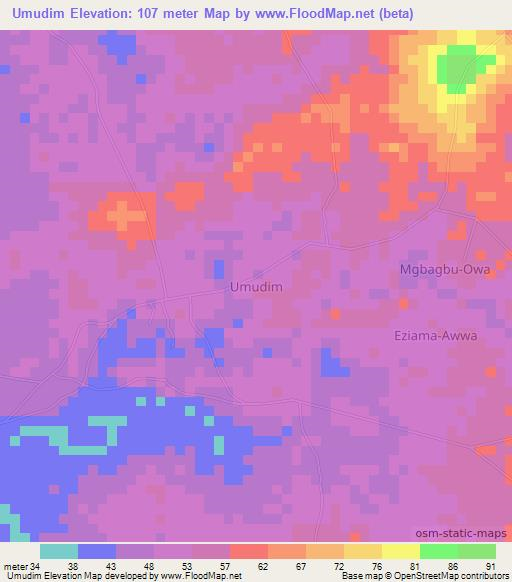 Umudim,Nigeria Elevation Map