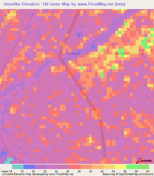 Umudike,Nigeria Elevation Map