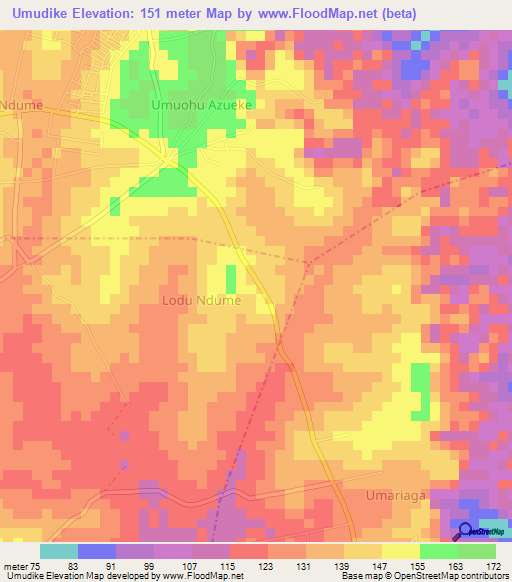 Umudike,Nigeria Elevation Map