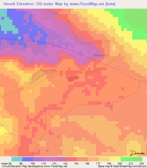 Umudi,Nigeria Elevation Map