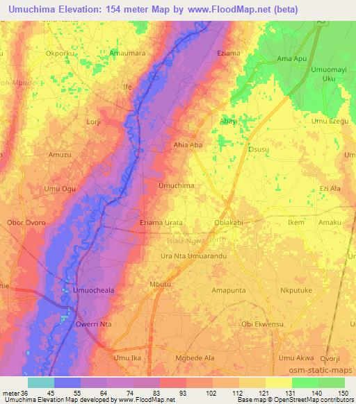 Umuchima,Nigeria Elevation Map