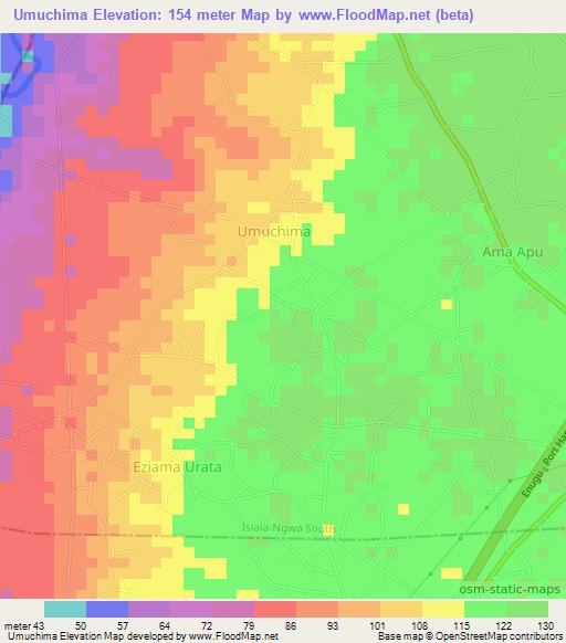 Umuchima,Nigeria Elevation Map