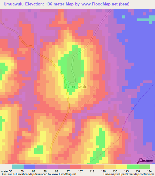 Umuawulu,Nigeria Elevation Map