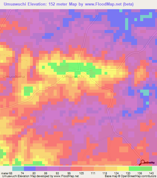 Umuawuchi,Nigeria Elevation Map