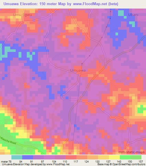 Umuawa,Nigeria Elevation Map