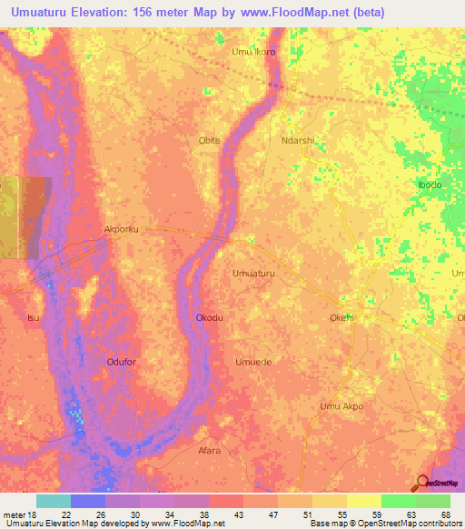 Umuaturu,Nigeria Elevation Map