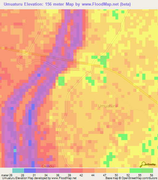 Umuaturu,Nigeria Elevation Map