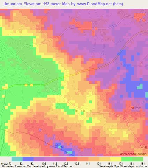 Umuariam,Nigeria Elevation Map