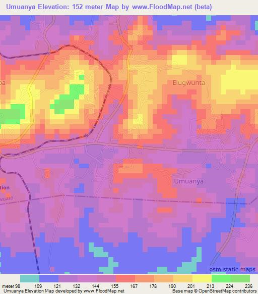 Umuanya,Nigeria Elevation Map