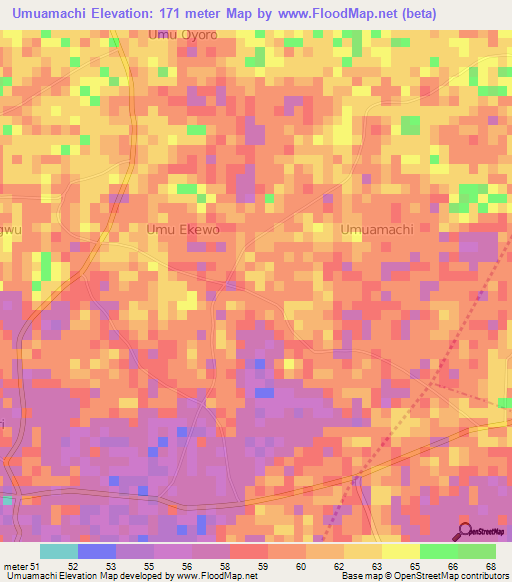 Umuamachi,Nigeria Elevation Map