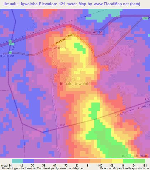 Umualu Ugwoioba,Nigeria Elevation Map
