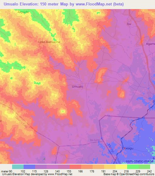 Umualo,Nigeria Elevation Map