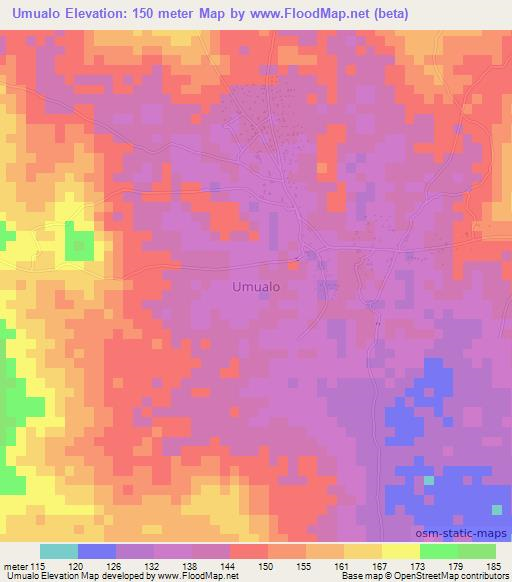 Umualo,Nigeria Elevation Map