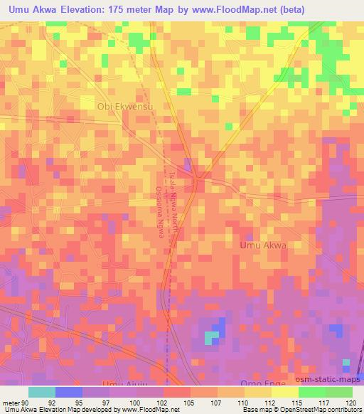 Umu Akwa,Nigeria Elevation Map