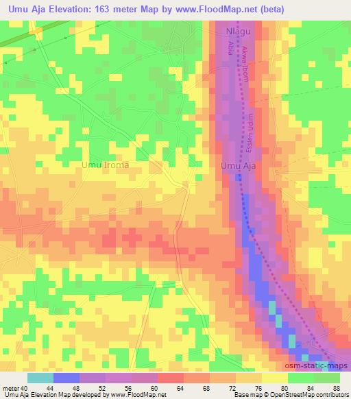 Umu Aja,Nigeria Elevation Map