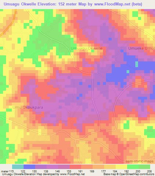 Umuagu Okwelle,Nigeria Elevation Map