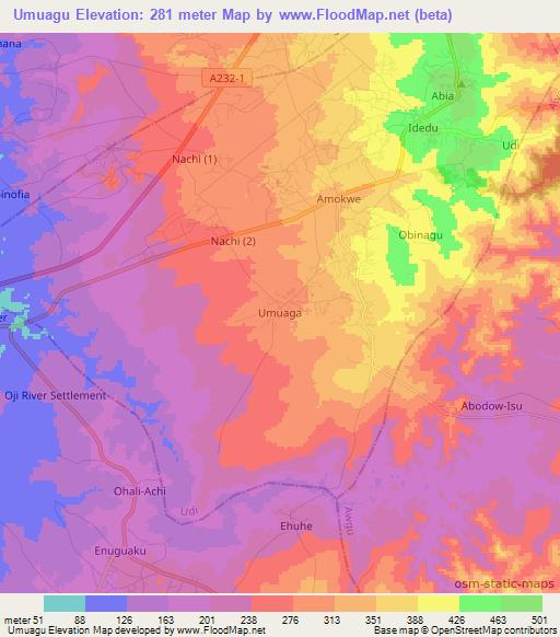 Umuagu,Nigeria Elevation Map