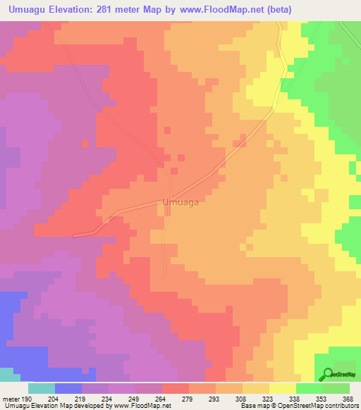 Umuagu,Nigeria Elevation Map