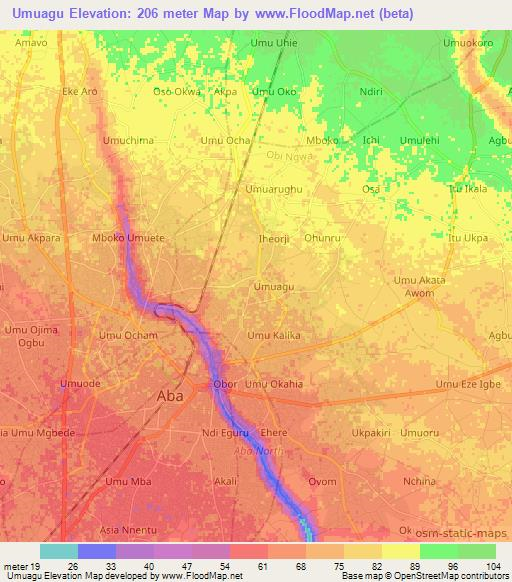 Umuagu,Nigeria Elevation Map